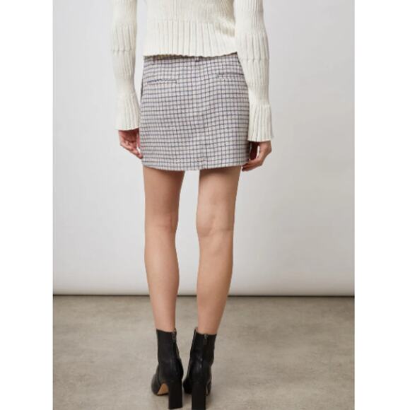 New RAILS Women's Lilac Navy Check Wool Blend Prim Mini Skirt Size 6 - Picture 2 of 9